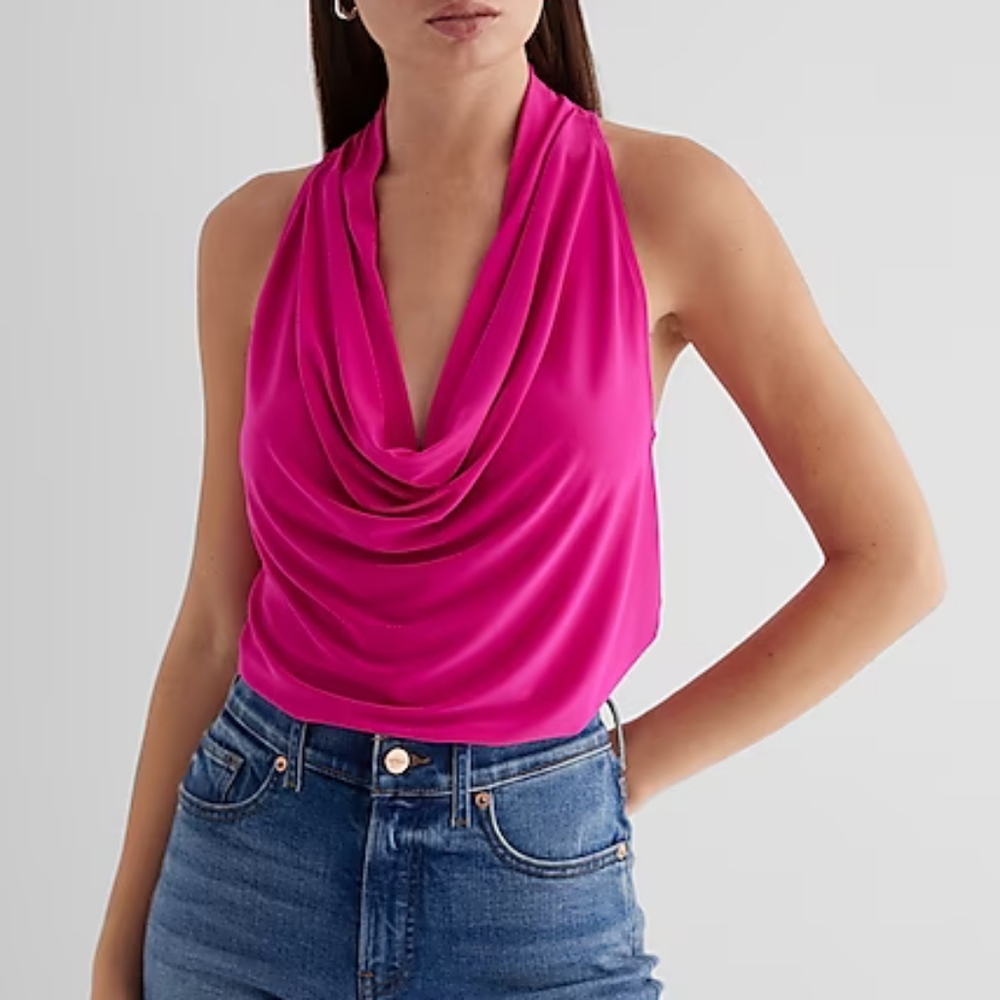 EXPRESS: Draped Cowl Neck Racerback Tank